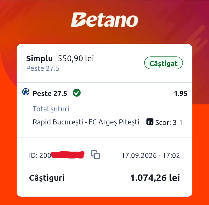 Dovadă Câștig Superbetiv 7