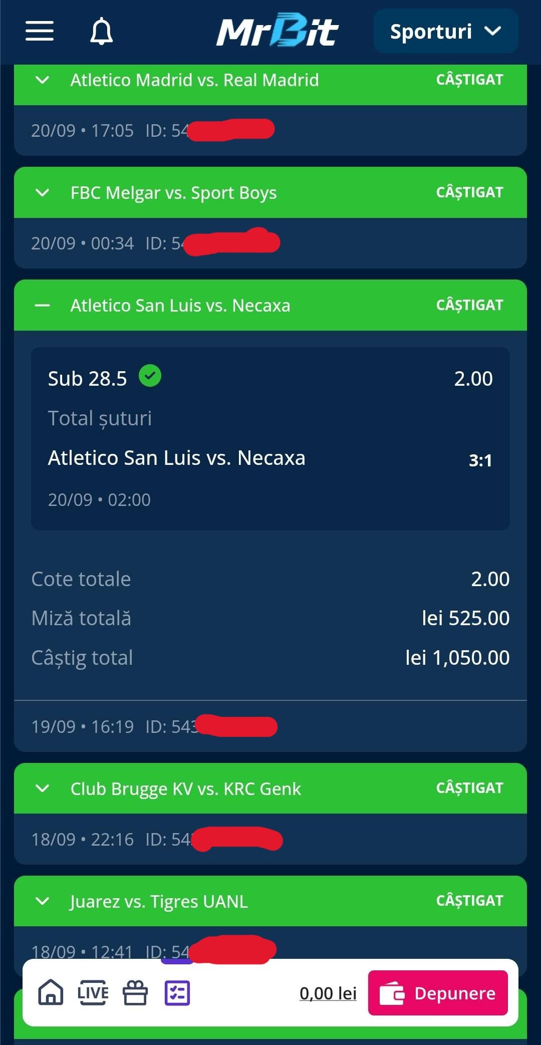 Dovadă Câștig Superbetiv 14
